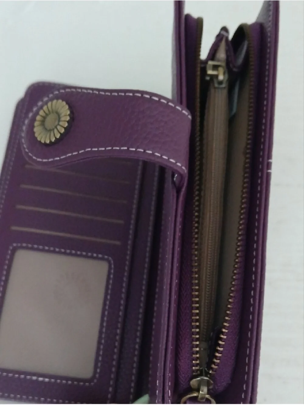 Women's Purple Pebbled Wallet Floral Snap NWOT